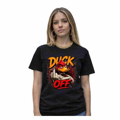 Graphic T-Shirt — 'Duck Off' Angry Duck Middle Finger Design